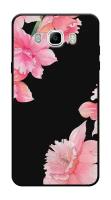 Матовый силиконовый чехол на Samsung Galaxy J7 2016 / Самсунг Галакси Джей 7 2016 Розовые цветочные уголки, черный