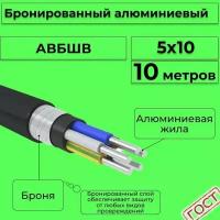 Провод электрический/кабель алюминиевый бронированный ГОСТ авбшв 5х10 - 10 м