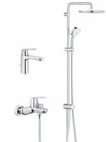 Комплект смесителей для ванны с тропическим душем Grohe Eurosmart Cosmopolitan Professional 250 с донным клапаном