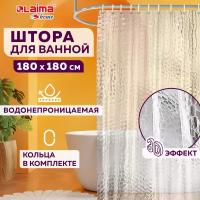 Штора для ванной комнаты Crystal Wall с 3D эффектом водонепроницаемая, 180х180см, Laima Home, 608451