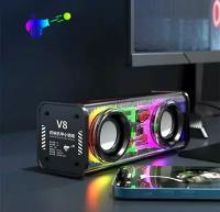 Портативная колонка RGB с подсветкой и сабвуфером V8