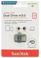 Флеш накопитель 256GB SanDisk Ultra Android Dual Drive OTG, m3.0/USB 3.0, Black