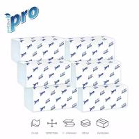 Бумажные полотенца листовые 2 слойные, белые, V-сложения "PROtissue" Premium, 6 упаковок по 200 листов размером 22х21 см