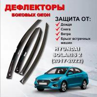 Дефлекторы боковых окон (Ветровики) на Хендай Солярис 2 / Hyundai Solaris 2 (2017-2022)