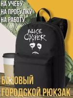 Черный школьный рюкзак с принтом музыка Alice Cooper - 516