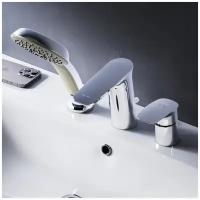 Смеситель на борт ванны AM.PM Inspire V2.0 F50A01300 трехсекционный, лейка с тремя режимами и поверхностью soft touch