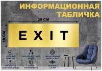 Табличка "EXIT" на стену и дверь 300*100 мм с двусторонним скотчем