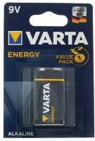 Батарейка алкалиновая Varta Energy, 6LR61-1BL, 9В, крона, блистер, 1 шт