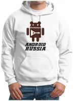 Толстовка Худи белые CoolPodarok Android Russia