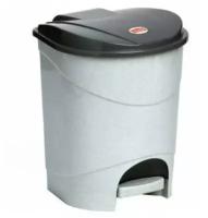 Пластиковый контейнер для мусора с педалью 11 л, 33х27х20 см (Серый)