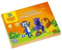 Пластилин 8 цветов 160 г, Мульти-пульти "Приключения Енота", со стеком, картонная упаковка