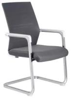 Кресло офисное Riva Chair RCH D819 Белый пластик/Серая сетка (на полозьях)