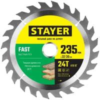 STAYER FAST 235 x 32/30мм 24Т, диск пильный по дереву, быстрый рез, 3680-235-32-24