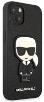 Чехол Karl Lagerfeld PU Saffiano Ikonik Patch (metal) Hard для iPhone 13, черный