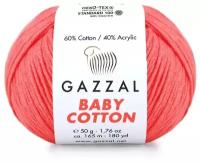 Пряжа Gazzal Baby Cotton (60% хлопок, 40% акрил) 50 г 165 м, 3460 розовый неон, 1 моток