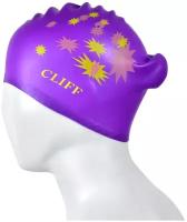 Шапочка для плавания CLIFF силиконовая CS13, для длинных волос, сиреневая