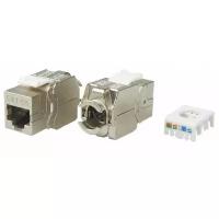 Hyperline вставка Keystone Jack RJ-45(8P8C) категория 6a (10G), экранированная, тип 180 градусов, Toolless, белая