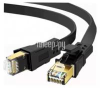 Патч-корд U/FTP CAT8 1м KS-is KS-411-1 RJ-45 кабель AWG30 плоский - чёрный