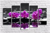 Модульная картина для интерьера / Картина на стену Орхидеи фиолетовые 140x80 см