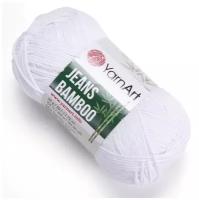 Пряжа для вязания YarnArt Jeans Bamboo (Джинс Бамбук) - 2 мотка 101 белый, для детских вещей и джемперов, 50% бамбук, 50% акрил, 150 м/50 г