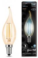 Светодиодная лампа GAUSS LED Filament Свеча на ветру E14 5W 420lm 4100K Golden (упаковка 10 шт.)