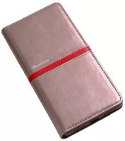 Чехол-книжка MyPads для Meizu M6 Note на жёсткой металлической основе розовый