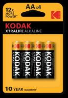 Батарейка Kodak Xtralife Alkaline AA, LR06/пальчиковые, 4 шт. 10 лет срок годности!