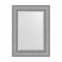 Зеркало настенное с фацетом EVOFORM в багетной раме серебряная кольчуга, 57х77 см, для гостиной, прихожей, спальни и ванной комнаты, BY 3934