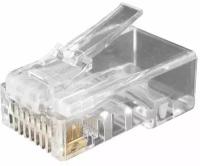 Разъем PLUG-8P8C-U-C6-100 RJ45 (8P8C) под витую пару кат.6 (50/50микродюйм) универс. (для ож и мж кабеля) (уп.100шт) Hyperline 49367