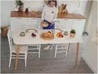 Стол кухонный раскладной прямоугольный белый 130см