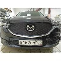 Зимняя защита радиатора утеплитель для MAZDA CX-5 2017-2023 соты строчка черная