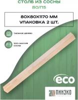 Столб начальный для лестниц / Комплект из 2-х прямых столбов 80x80x1170 мм / деревянные из массива сосны премиум АА модель П5