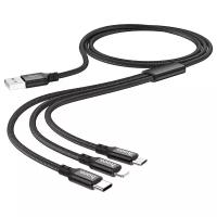 USB кабель Hoco X14 3-in-1 Times speed charging cable Lightning+Micro+Type-C черный