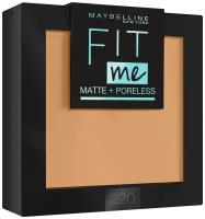 Maybelline New York Fit Me пудра компактная матирующая скрывающая поры 1 шт. 220 золотисто-бежевый 9 г