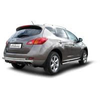 Защита заднего бампера d57+d42 двойная Arbori нерж. сталь для Nissan MURANO 2011-2015 \ Ниссан Мурано