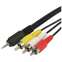 Шнур mini-jack 3.5 мм 4 pin TRRS - 3RCA 1.5м для Триколор ТВ (кабель джек - колокольчики)