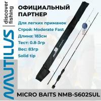 Удилище спиннинговое Nautilus Micro Baits NMB-S602SUL 183см 0.8-3.0гр / спиннинг / удочка для летней рыбалки