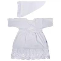 Крестильный набор для девочки (платье и косынка) Белый