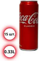 Coca-Cola Classic 15 шт по 0.33л / Кока Кола Классик ЖБ Ж/Б Кола Банка