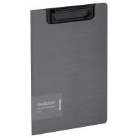 Папка-планшет с зажимом Berlingo Steel&Style A5+, 1800мкм, пластик, полифом, серебристый металлик