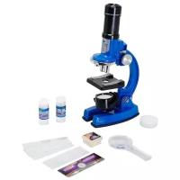 Микроскоп c аксессуарами увеличение 100х300х600х, 33 предмета, синий, металл, пластмасса 21331