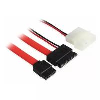 Кабель GCR SATA 13pin / SATA II 7pin / Molex 4pin (GC-ST302), 0.5 м, красный