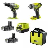 Набор аккумуляторного электроинструмента, кол-во: 2 шт. RYOBI R18DDID-220S