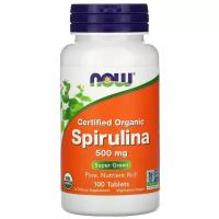 NOW Spirulina водоросль, очищает организм 500 mg 100 tabl