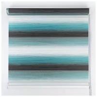 Штора рулонная «День-ночь. Волна», 80×180 см (с учётом креплений 3,5 см), цвет бирюзовый