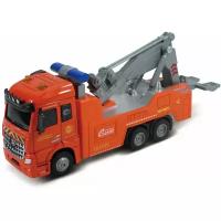 FT61085 Дорожная техника, кабина die-cast, инерционный механизм, свет, звук, оранжевый, 1:43 Funky toys