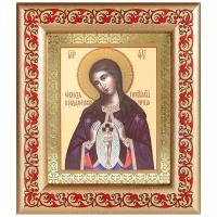 Икона Божией Матери "Помощница в родах", в рамке с узором 14,5*16,5 см