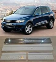 Накладки на пороги Нержавейка для VOLKSWAGEN Touareg 2010-