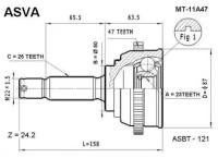 Шрус наружный 23x50x25 Asva MT11A47 Hyundai / Kia (Mobis): 4960733D10 Hyundai Sonata Iii (Y-3). Hyundai Sonata Iii