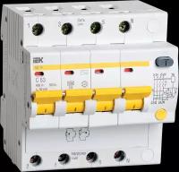 Дифференциальный автомат IEK АД14 4П 30 мА C 4.5 кА AC электронный 63 А 30 мА